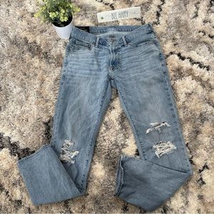 Abercrombie & Fitch Men’s Distressed Stretch Skinny Jeans Light Wash
